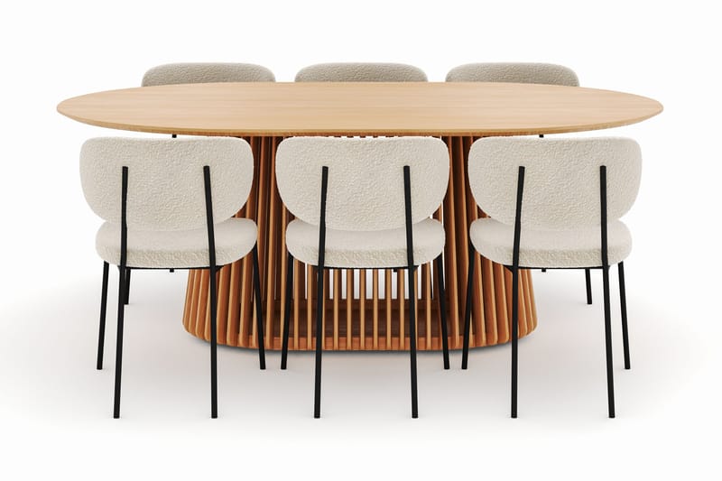 Peyra Spisebord 200 cm Oval med 6 Gemmiano Stoler - Natur - Møbler - Bord - Spisegrupper