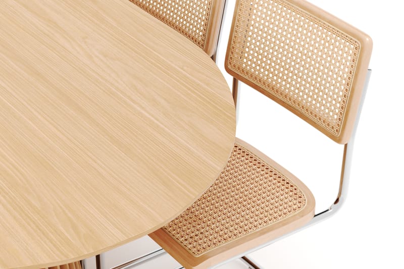 Peyra Spisebord 200 cm Ovalt Ek med 6 stk Build Matstkolar - Natur - Møbler - Bord - Spisegrupper