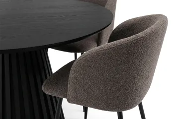 Peyra spisegruppe, rund 110 cm, med 4 Greya spisestoler - Svartbeiset eik - Møbler - Bord - Spisegrupper