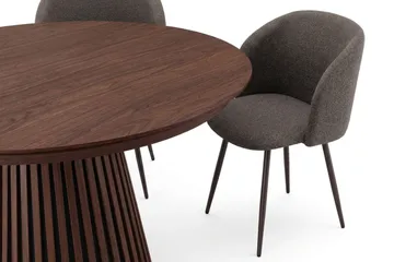 Peyra spisegruppe, uttrekkbar 120–220 cm, med 4 Greya spisestoler - Valnøtt - Møbler - Bord - Spisegrupper
