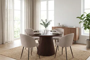 Peyra Spisegruppe 120-220 cm forlengbar med 4 Greya Spisestoler - Valnøtt - Møbler - Bord - Spisegrupper