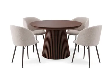 Peyra Spisegruppe 120-220 cm forlengbar med 4 Greya Spisestoler - Valnøtt - Møbler - Bord - Spisegrupper