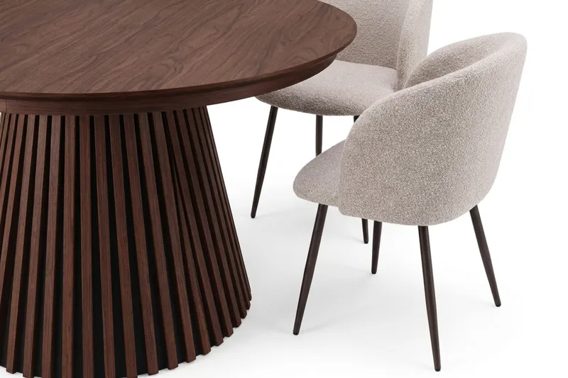 Peyra Spisegruppe 120-220 cm forlengbar med 4 Greya Spisestoler - Valnøtt - Møbler - Bord - Spisegrupper