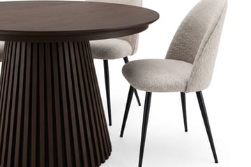 Peyra spisegruppe 120-220 cm med uttrekk og 4 Nibe Plus spisestoler - Røkt eik - Møbler - Bord - Spisegrupper