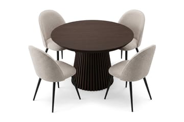 Peyra spisegruppe 120-220 cm med uttrekk og 4 Nibe Plus spisestoler - Røkt eik - Møbler - Bord - Spisegrupper