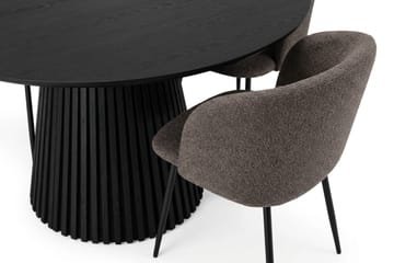 Peyra spisegruppe 130 cm rundt med 6 Greya spisestoler - Svartbeiset eik - Møbler - Bord - Spisegrupper