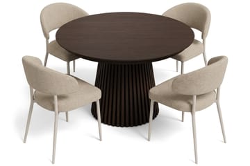 Peyra Spisegruppe med forlengelse 120-220 cm med 4 Sawako Spisestoler - Røkt eik - Møbler - Bord - Spisegrupper