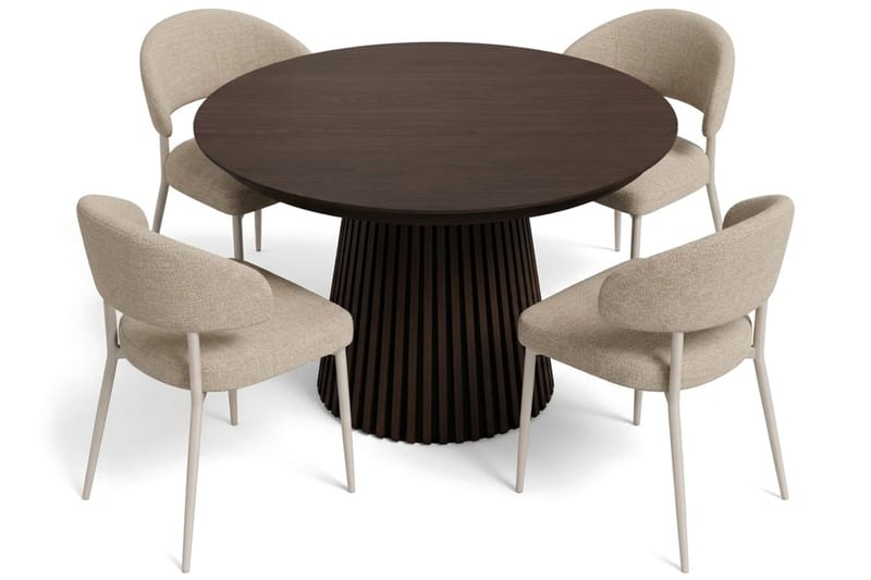 Peyra Spisegruppe med forlengelse 120-220 cm med 4 Sawako Spisestoler - Røkt eik - Møbler - Bord - Spisegrupper