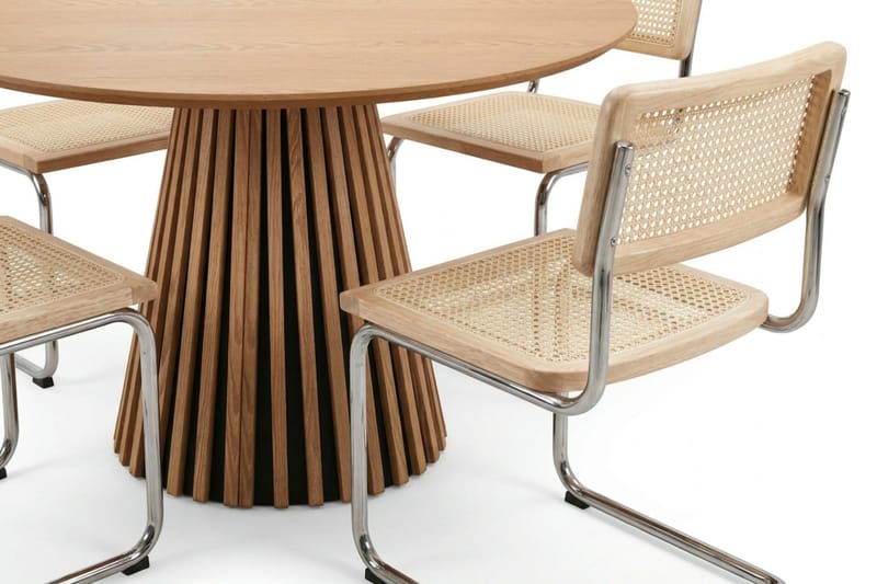 Peyra spisegruppe rund 110 cm eik med 4 Build spisestoler - Eik - Møbler - Bord - Spisegrupper