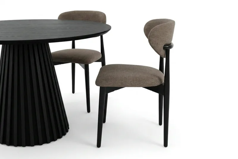 Peyra spisegruppe rund 110 cm svart med 4 Molly spisestoler - Svart - Møbler - Bord - Spisegrupper