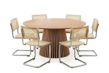 Peyra spisegruppe rund 150 cm eik med 6 Build spisestoler - Eik - Møbler - Bord - Spisegrupper