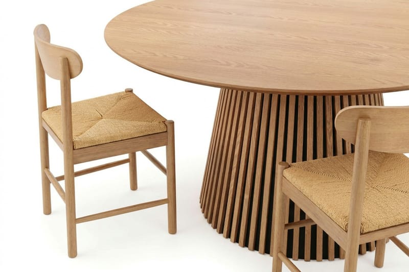 Peyra Spisegruppe rund 150 cm Eik med 6 Malte Spisestoler - Møbler - Bord - Spisegrupper