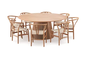 Peyra spisegruppe rund 180 cm eik med 8 Dastoori spisestoler - Eik - Møbler - Bord - Spisegrupper