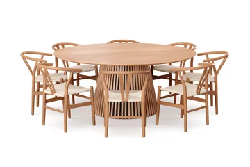 Peyra spisegruppe rund 180 cm eik med 8 Dastoori spisestoler - Eik - Møbler - Bord - Spisegrupper
