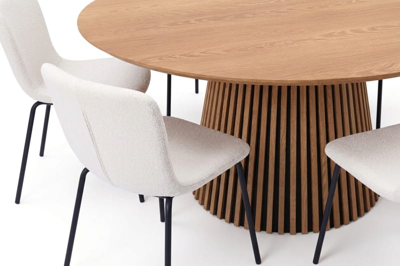 Peyra Spisegruppe rund 180 cm Eik med 8 Katy Spisestoler - Eik - Møbler - Bord - Spisegrupper