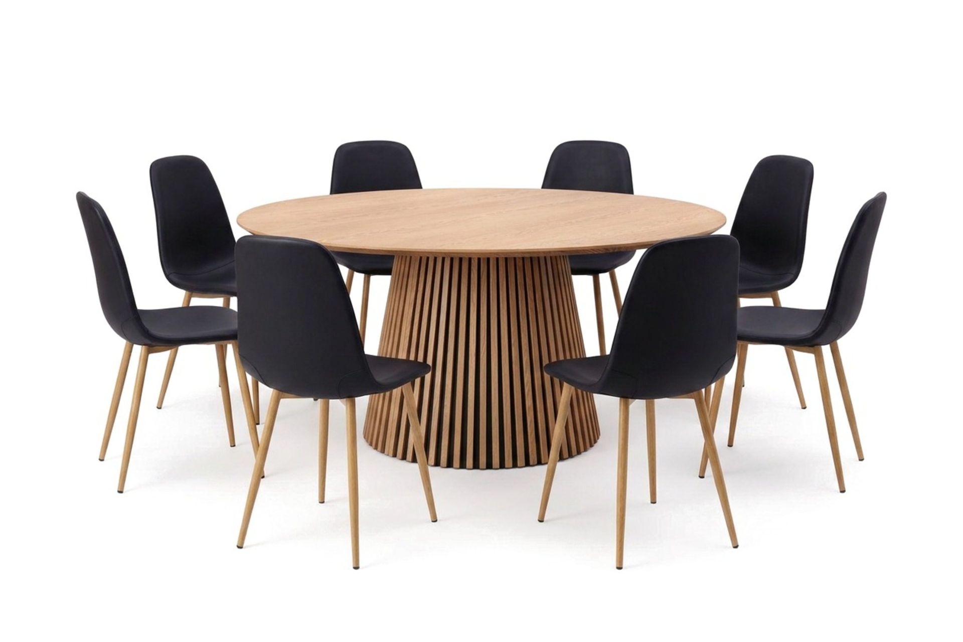 Peyra Spisegruppe rund 180 cm Eik med 8 Nibe Spisestoler - Eik