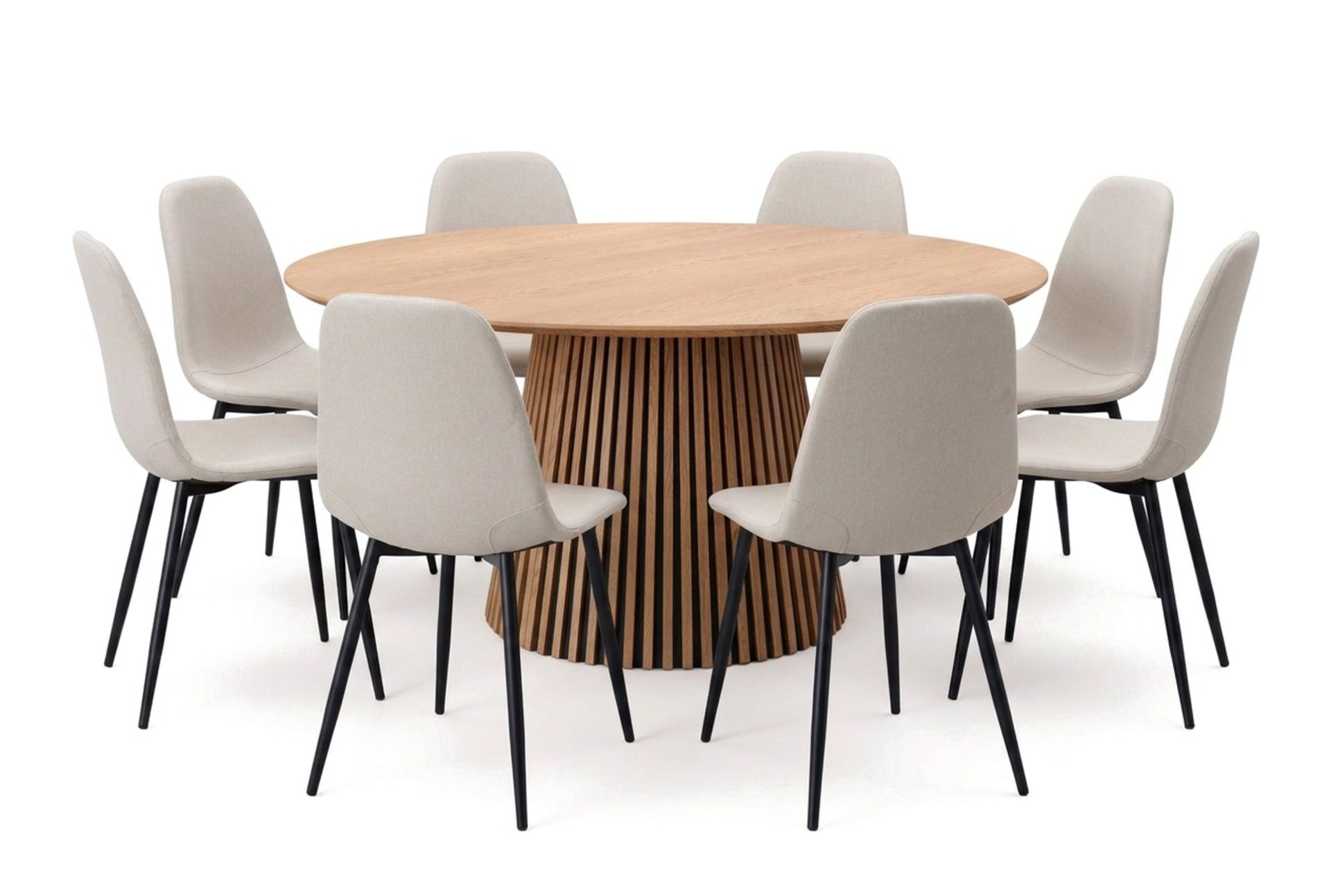 Peyra Spisegruppe rund 180 cm Eik med 8 Nibe Spisestoler - Eik