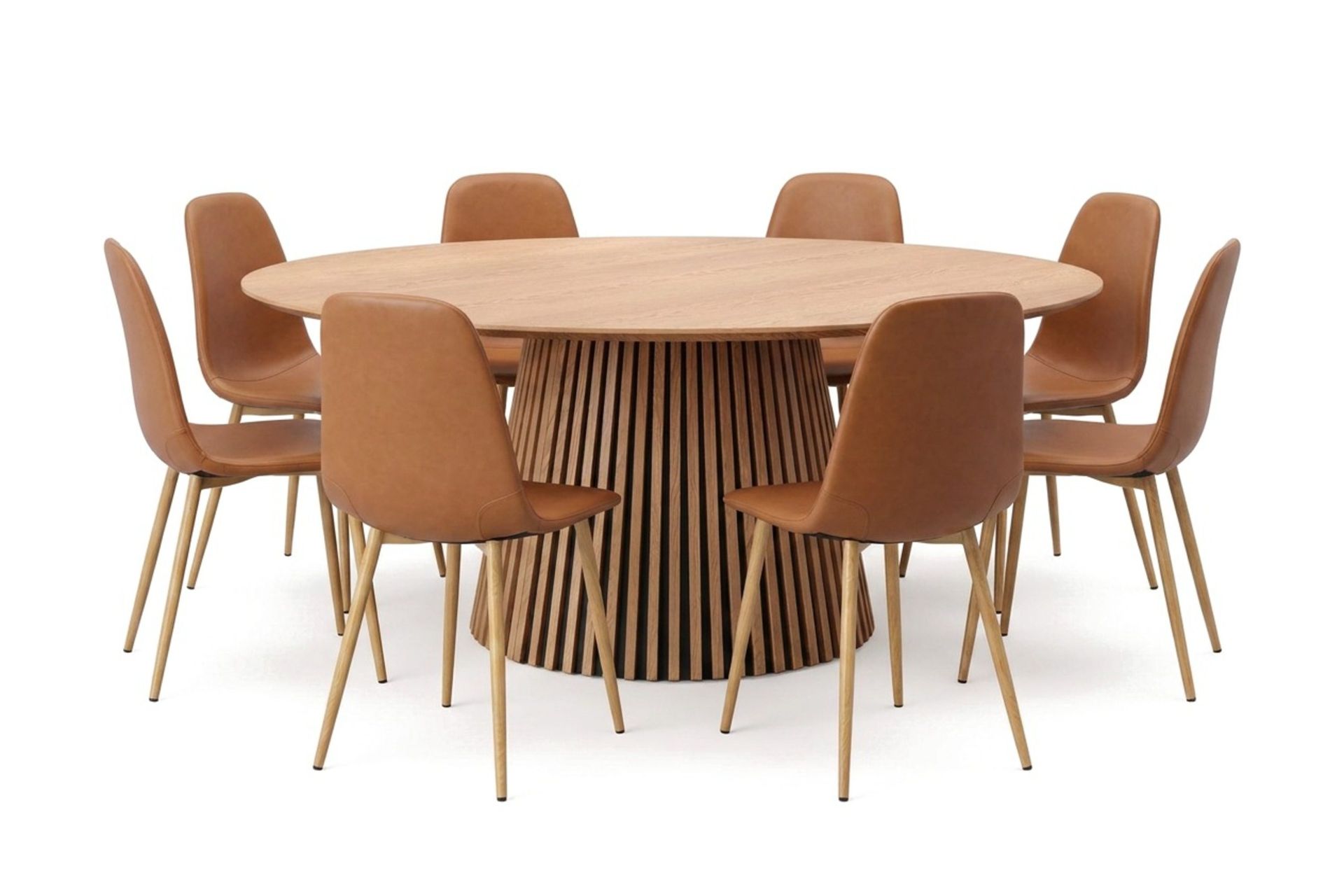 Peyra Spisegruppe rund 180 cm Eik med 8 Nibe Spisestoler - Eik