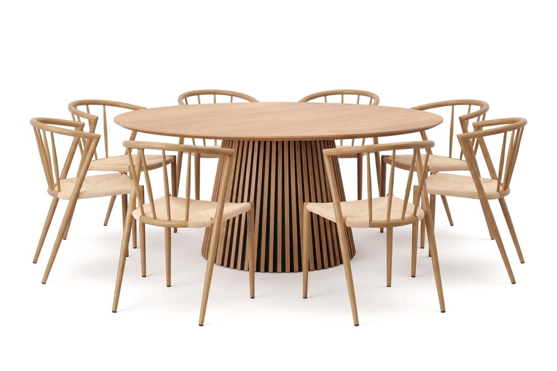 Peyra Spisegruppe rund 180 cm Eik med 8 Winston Spisestoler - Eik