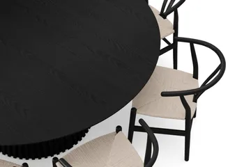 Peyra spisegruppe rund 180 cm svart med 8 Dastoori spisestoler - Svartbeiset eik - Møbler - Bord - Spisegrupper