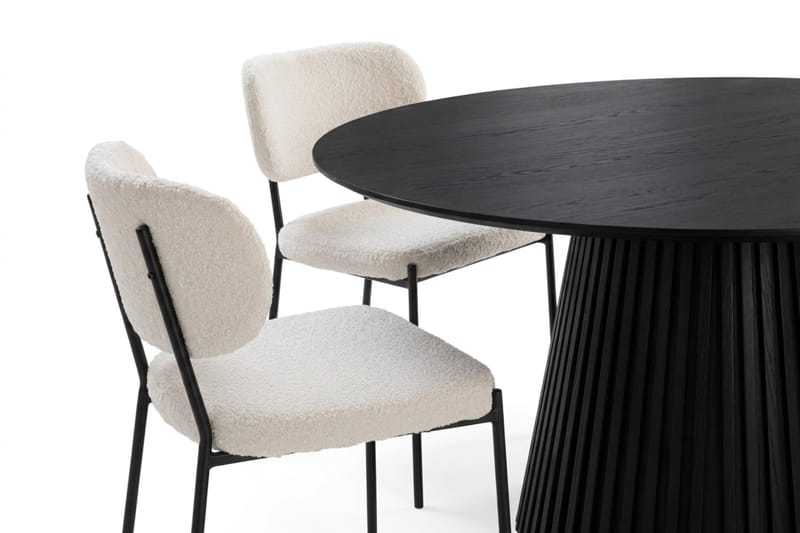 Peyra spisegruppe rund 180 cm svart med 8 Gemmiano spisestoler - Svart - Møbler - Bord - Spisegrupper