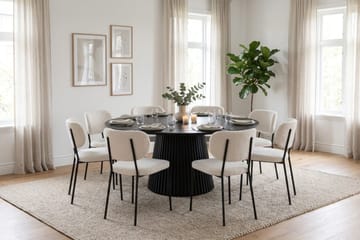 Peyra Spisegruppe rund 180 cm Svart med 8 Gemmiano Spisestoler - Svartbeiset eik - Møbler - Bord - Spisegrupper