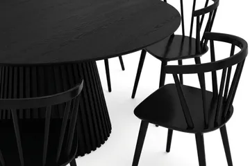 Peyra Spisegruppe rund 180 cm Svart med 8 Tyrö Spisestoler - Svartbeiset eik - Møbler - Bord - Spisegrupper