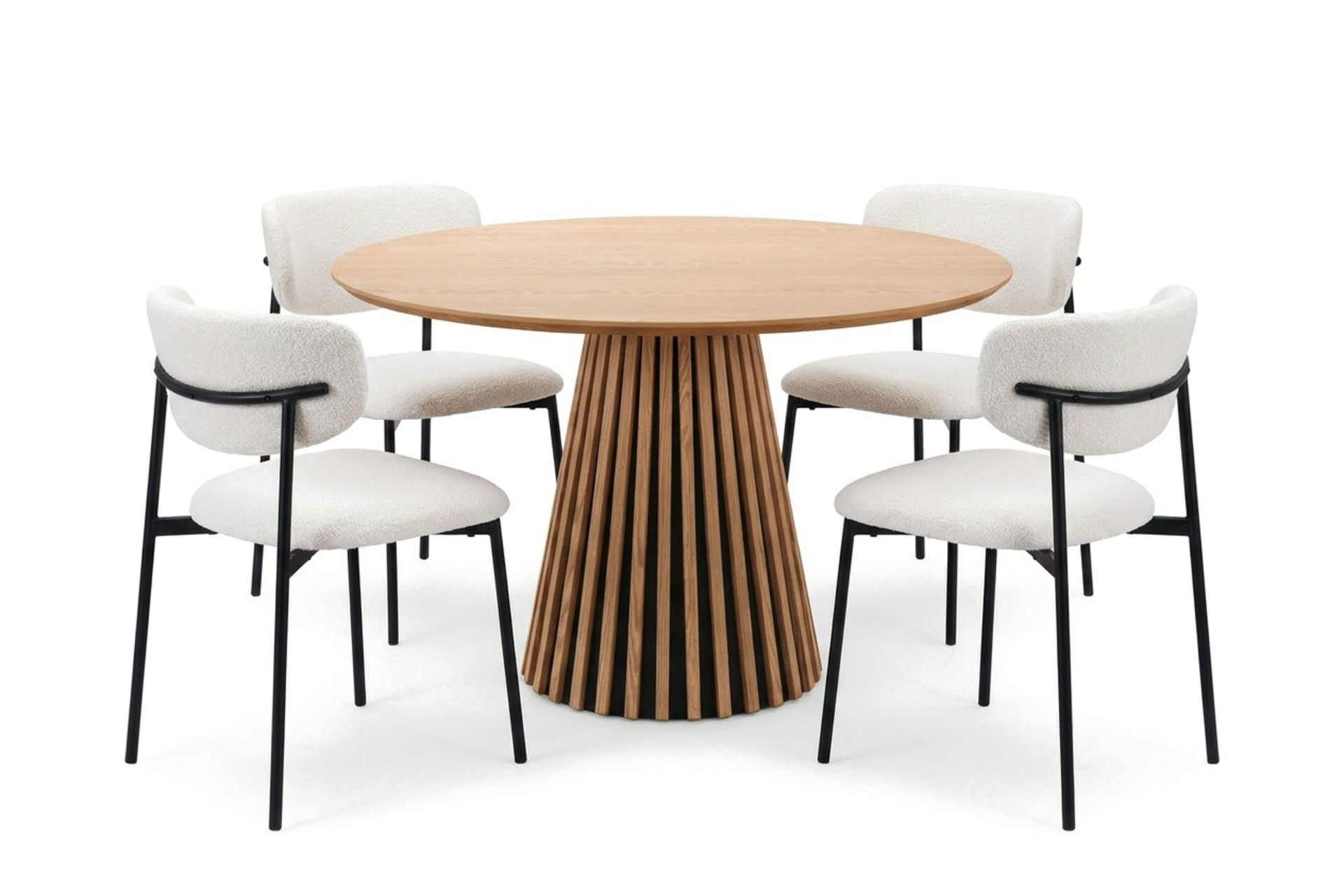 Peyra spisegruppe rundt 110 cm eik med 4 Lucy spisestoler - Eik