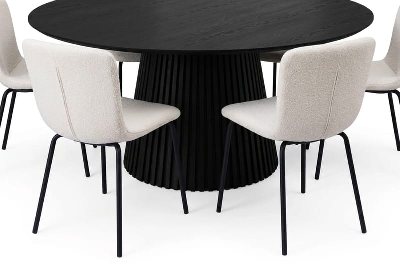 Peyra spisegruppe rundt 180 cm svart med 8 Katy spisestoler - Svart - Møbler - Bord - Spisegrupper