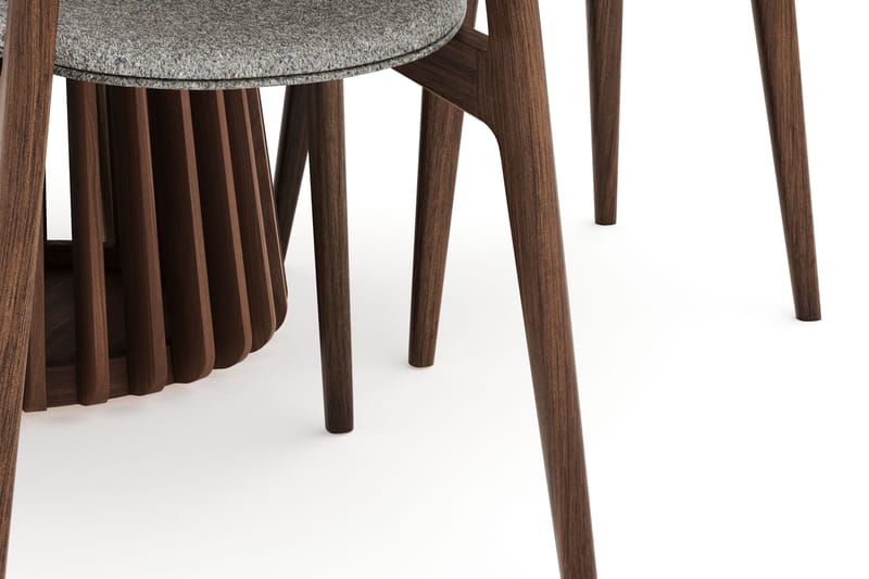 Peyra Spisegruppe - Rundt spisebord 120 cm med 4 Brune Jerup spisestoler - Valnøtt - Møbler - Bord - Spisegrupper