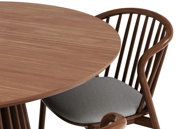 Peyra Spisegruppe - Rundt spisebord 120 cm med 4 Noira spisestoler brun - Valnøtt - Møbler - Bord - Spisegrupper
