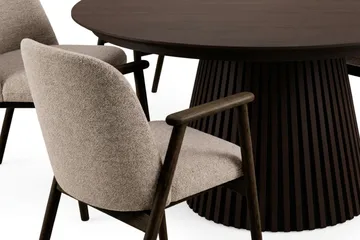 Peyra uttrekkbart rundt spisebord 120–220 cm røkt eik med 6 Reciclar spisestoler - Brun - Møbler - Bord - Spisegrupper