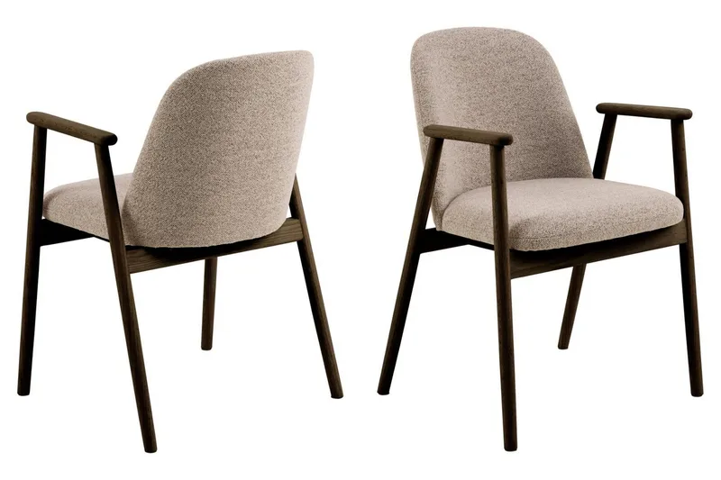 Peyra uttrekkbart rundt spisebord 120–220 cm røkt eik med 6 Reciclar spisestoler - Brun - Møbler - Bord - Spisegrupper