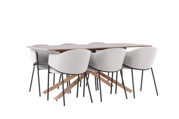 Piazza spisebord 180x90 cm med 6 Evelina armstoler - Møbler - Bord - Spisegrupper