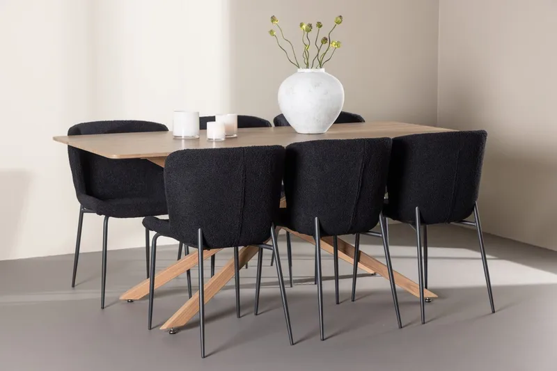Piazza Spisebord 180x90 cm med 6 Modesto Spisestoler