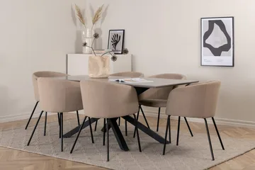 Piazza spisebord 190 cm med 6 Berit armstoler med armlener - Møbler - Bord - Spisegrupper