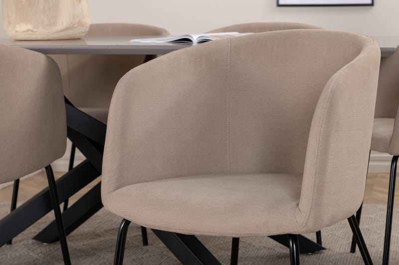 Piazza spisebord 190 cm med 6 Berit armstoler med armlener - Møbler - Bord - Spisegrupper