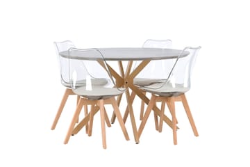 Piazza Spisegruppe 120 cm Rund med 4 Edvin Stoler - Grå - Møbler - Bord - Spisegrupper