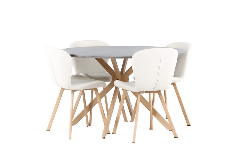 Piazza Spisegruppe 120 cm Rund med 4 Lilja-stoler - Grå - Møbler - Bord - Spisegrupper