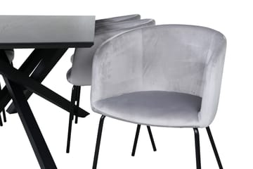Piazza Spisegruppe 180 cm Rektangulær med 6 Berit-stoler - Svart - Møbler - Bord - Spisegrupper