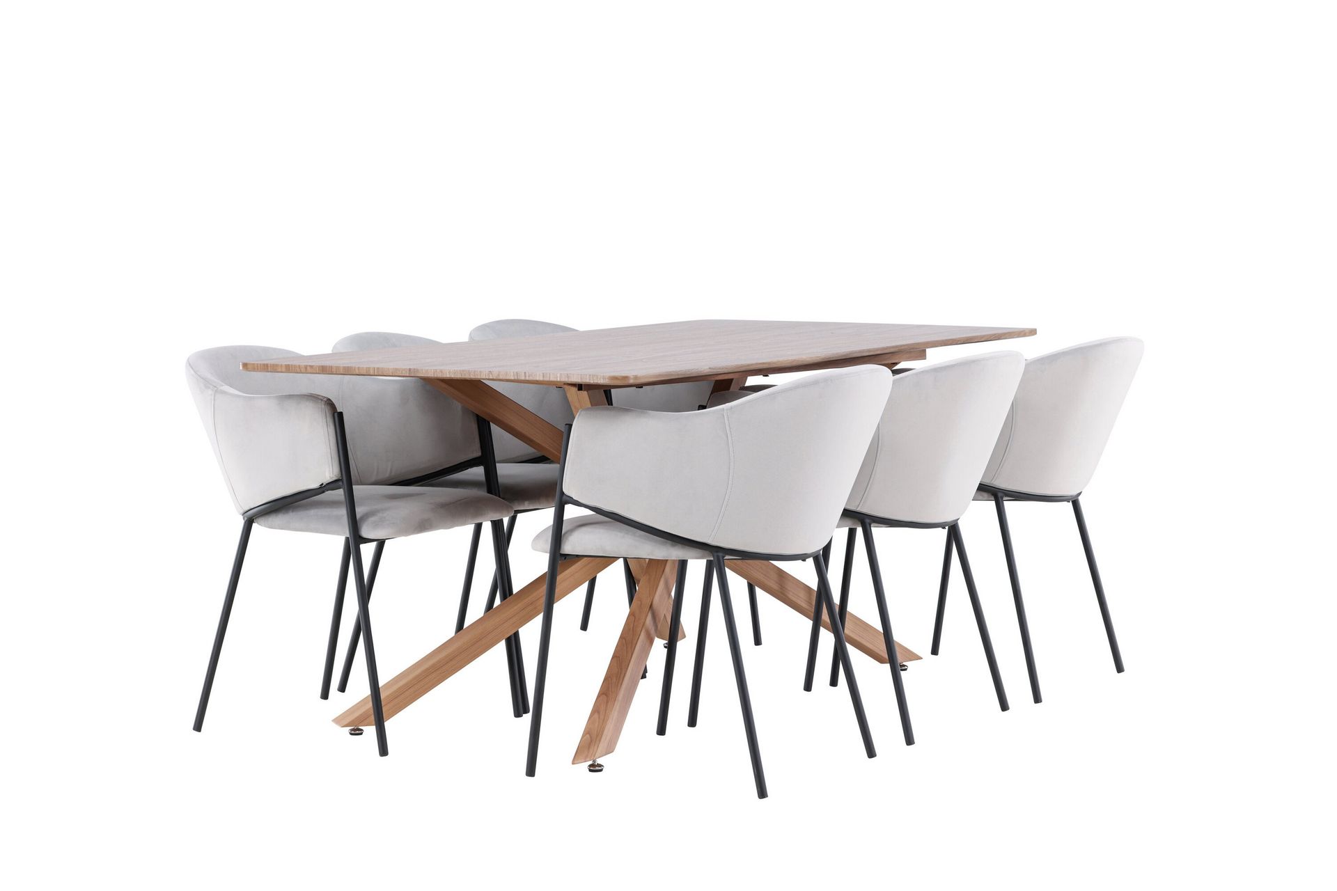 Piazza Spisegruppe 180 cm Rektangulær med 6 Evelina stoler - Mocca/Grå - Møbler - Bord - Spisegrupper