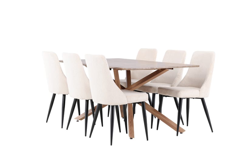 Piazza Spisegruppe 180 cm Rektangulær med 6 Leone stoler - Mocca/Beige - Møbler - Bord - Spisegrupper
