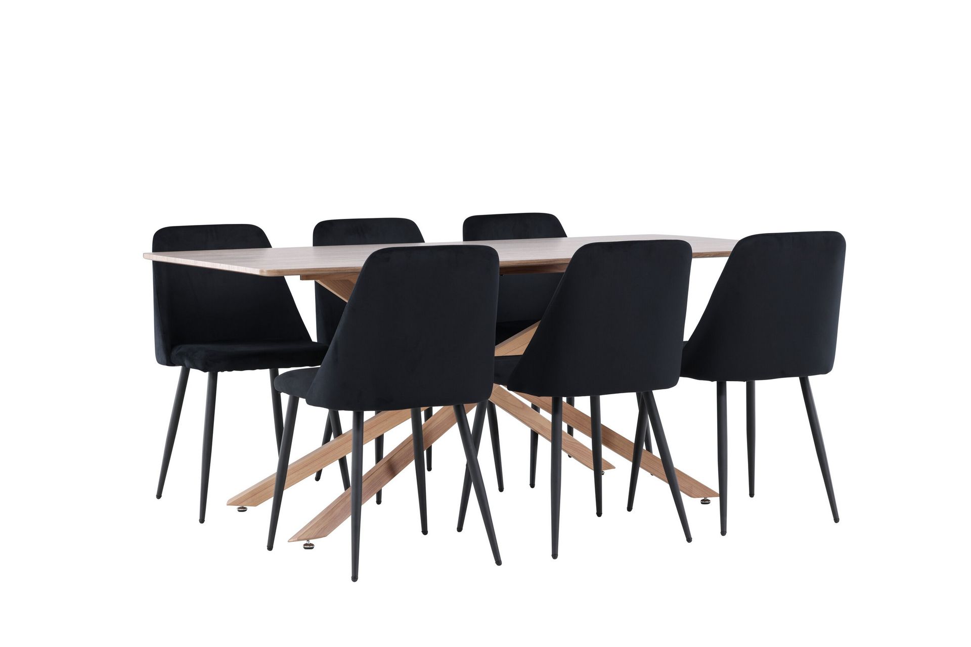 Piazza Spisegruppe 180 cm Rektangulær med 6 Night stoler - Mocca/Sort - Møbler - Bord - Spisegrupper