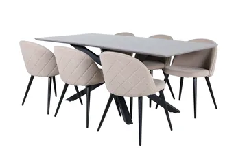 Piazza Spisegruppe 180 cm Rektangulær med 6 Velvet Stoler