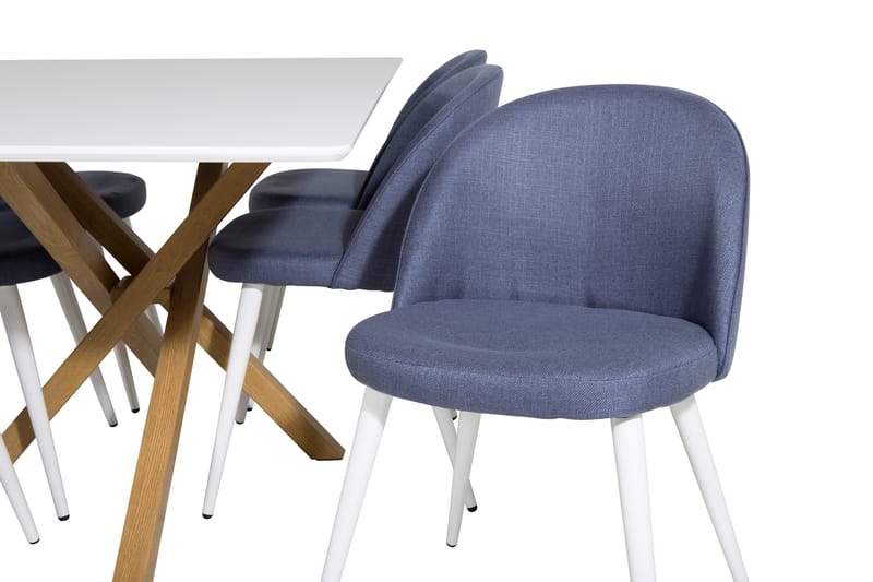 Piazza Spisegruppe 180 cm Rektangulær med 6 Velvet Stoler - Blå - Møbler - Bord - Spisegrupper