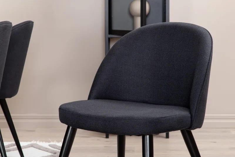 Piazza Spisegruppe 180 cm Rektangulær med 6 Velvet Stoler - Sort - Møbler - Bord - Spisegrupper