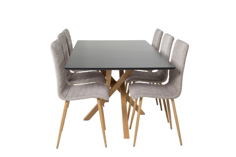 Piazza Spisegruppe 180 cm Rektangulær med 6 Windu Stoler, Lys grå