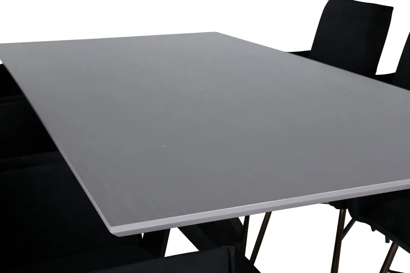 Piazza Spisegruppe 180 cm Rektangulær med 6 Petra Stoler - Sort - Møbler - Bord - Spisegrupper