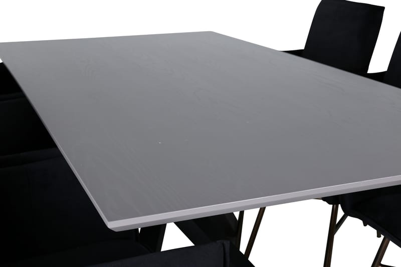 Piazza Spisegruppe 180 cm Rektangulær med 6 Petra Stoler - Sort - Møbler - Bord - Spisegrupper