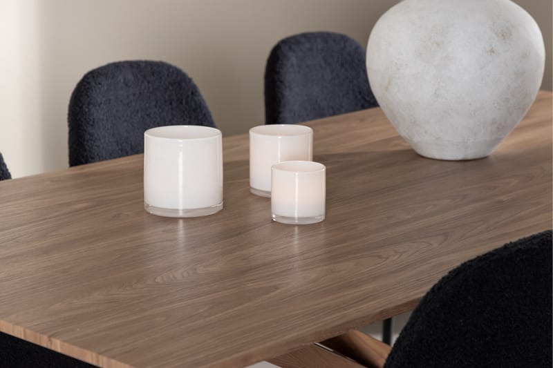 Piazza Spisegruppe 180 cm Rektangulær med 6 Polar stoler - Mocca/Sort - Møbler - Bord - Spisegrupper